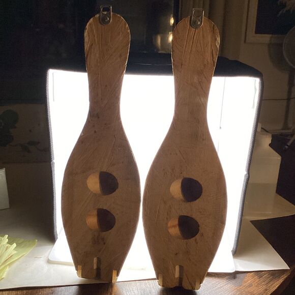 Vintage Bowling Pin Halves (set) Personalized w/ High Score Man Cave Decor - Picture 2 of 5